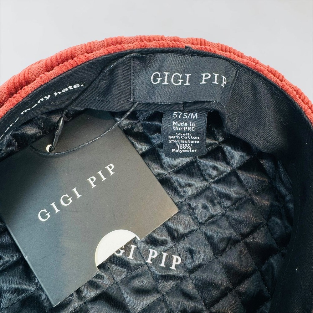 Gigi Pip Rust Red Corduroy Baker Boy Newsboy Cap Hat Women S/M NWT - Picture 2 of 6